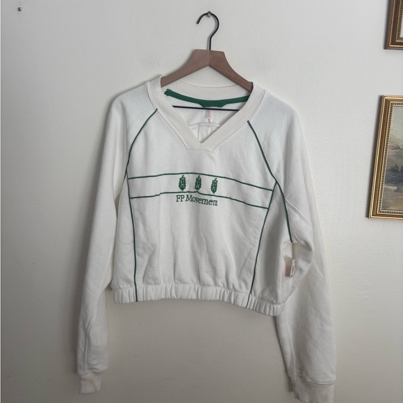 FP Movement by Free People Tops - FP Movement by Free People Seeing Double White Embroidered Pullover XL NWT